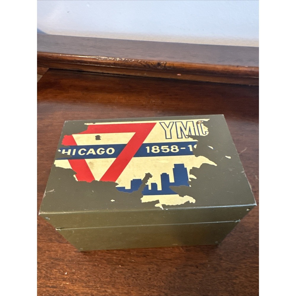 VTG 1858-19?? Chicago YMCA SCHOOLS Chicago, Illinois Metal Storage File Box